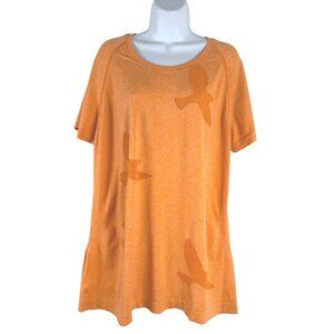 Oiselle Flyte Flying Birds Seamless Tee Shirt Top 3X Orange Short Sleeve TP-3644
